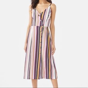 V-neck Button Down Midi Dress